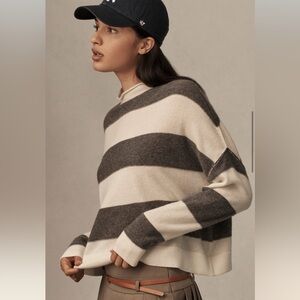 Alani Cashmere Mock Neck Striped Sweater Pilcro by Anthropologie size medium